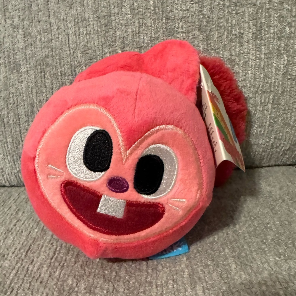NWT Bark Box Chipper The Squirrelz Pink Red Squirrel Spiky Ball Plush L Dog Toy